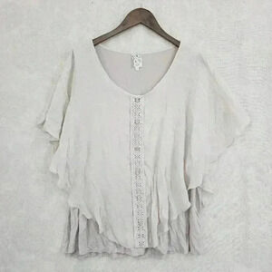 Naif Ruffle Sleeve Scoop neck Pullover Blouse Women's 2X 8394P